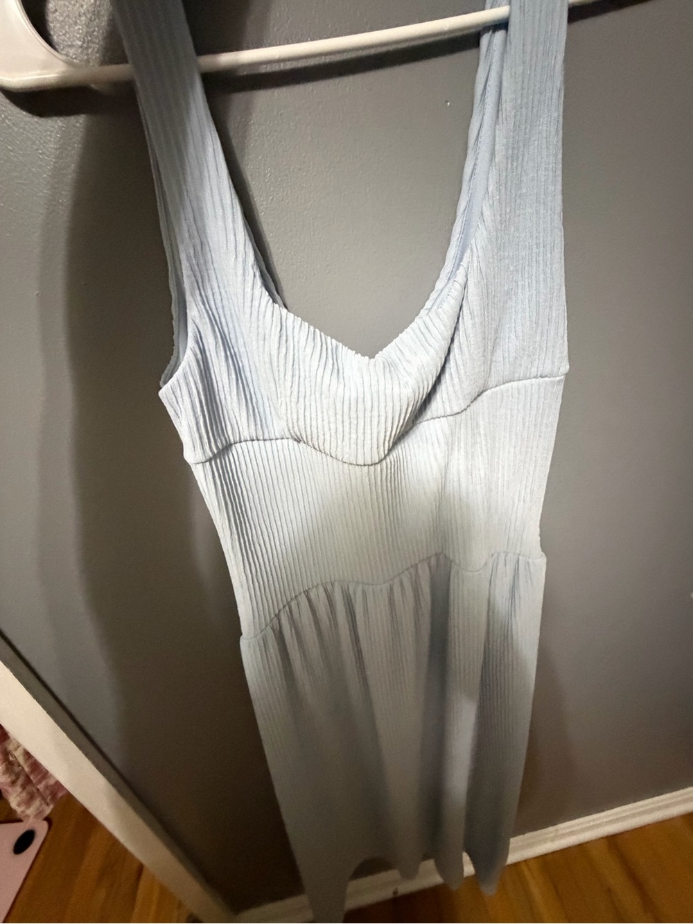 Derek Heart Pale Blue Ribbed Tank Dress